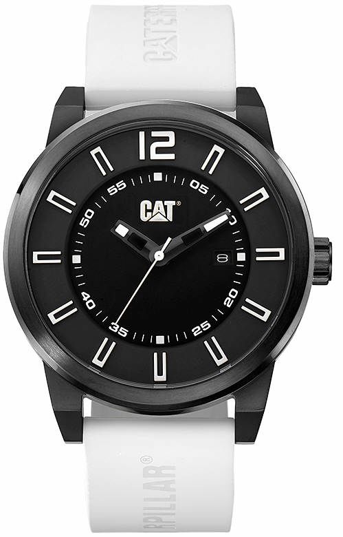 Men's CAT Caterpillar Hardware White Silicone Strap Watch NK16120122