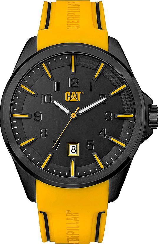 Men's CAT Caterpillar Slate Yellow Rubber Strap Watch NO16127127
