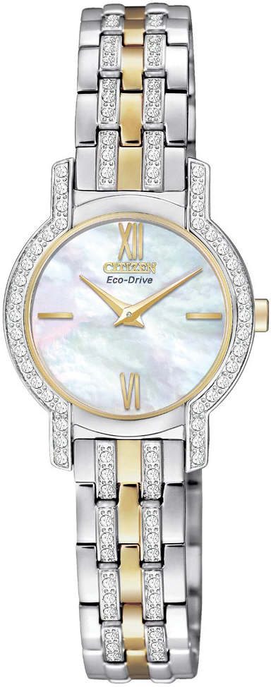 Women's Two-Tone Citizen Eco-Drive Silhouette Crystal Watch EX1244-51D