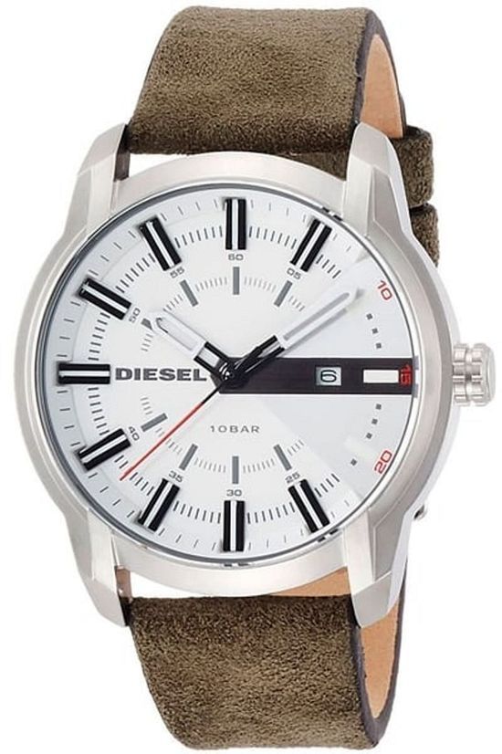 Men's Diesel Armbar Brown Leather Strap Watch DZ1781