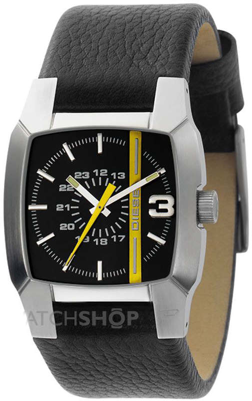 Men's Diesel Black Leather Strap Watch DZ1089