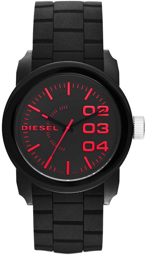 Men's Diesel Double Down Black Silicone Strap Watch DZ1777