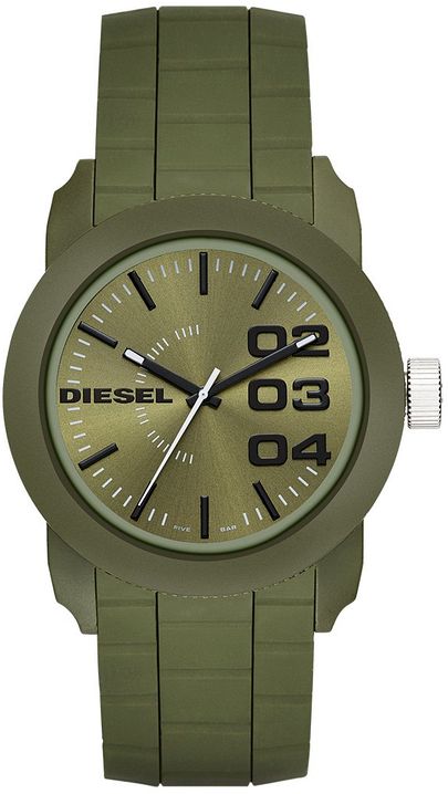 Men's Diesel Double Down Green Silicone Strap Watch DZ1780