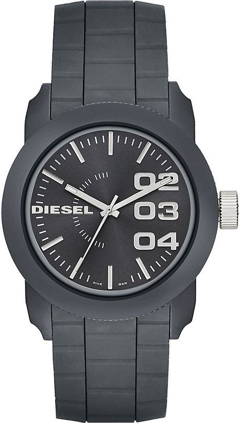 Men's Diesel Double Down Grey Silicone Strap Watch DZ1779
