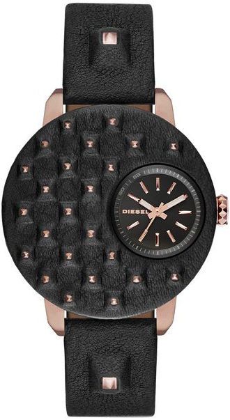 Women's Diesel Flare Biker Black Leather Strap Watch DZ5481