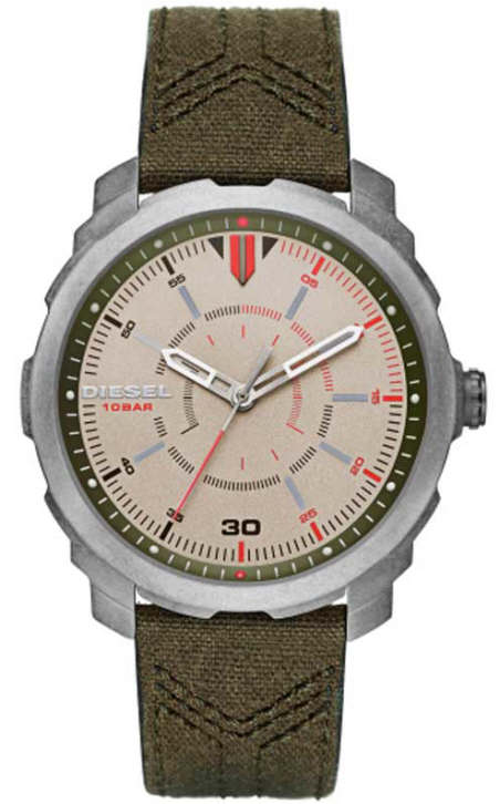 Men's Diesel Machinus Green Canvas Strap Watch DZ1735