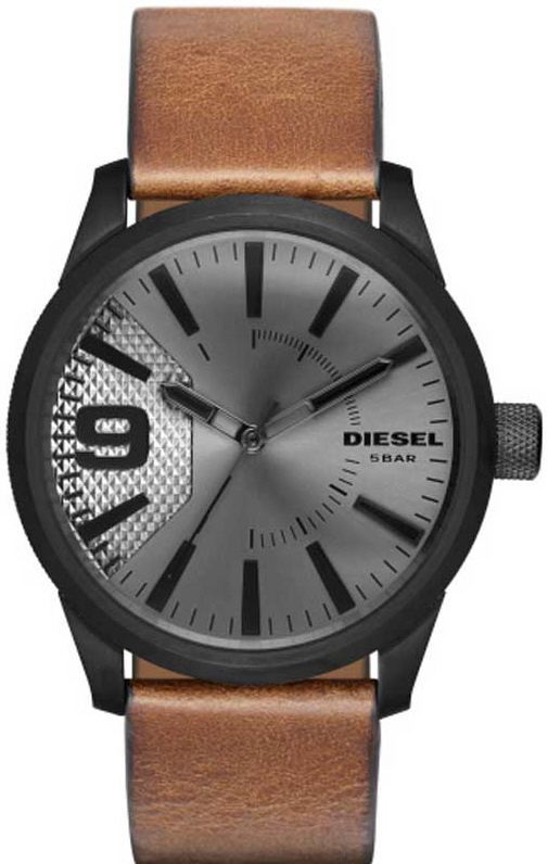 Men's Diesel Rasp Brown Leather Strap Watch DZ1764