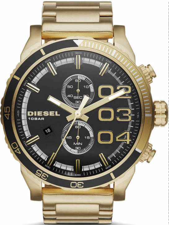 Men's Gold Tone Diesel Double Down 48 Chronograph Watch DZ4337