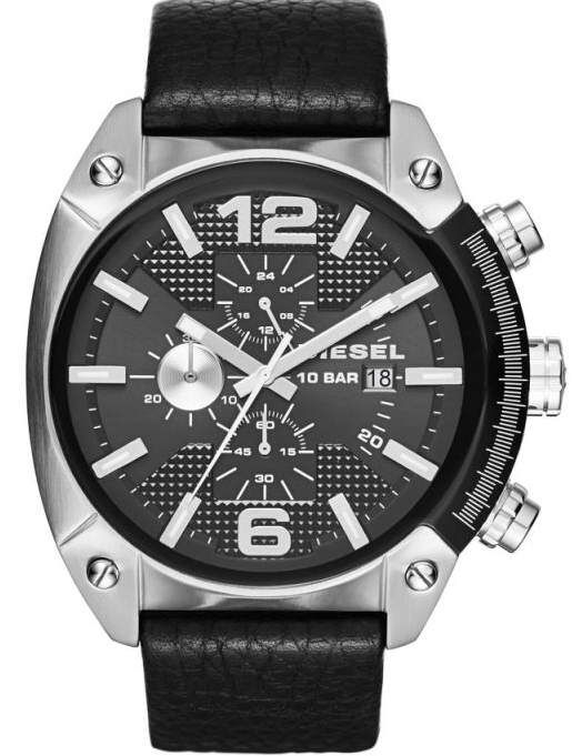 Men's Diesel Overflow Chronograph Leather Strap Watch DZ4341