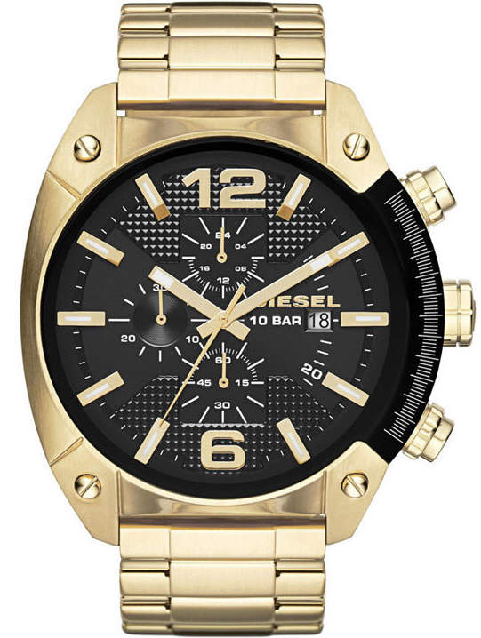Men's Gold Diesel Overflow Chronograph Steel Watch DZ4342