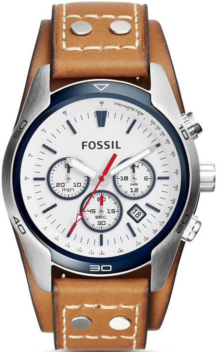 Men's Fossil Coachmen Chronograph Leather Strap Watch CH2986