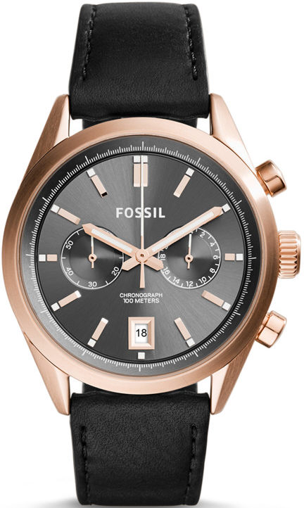 Men's Fossil Del Rey Chronograph Leather Strap Watch CH2991