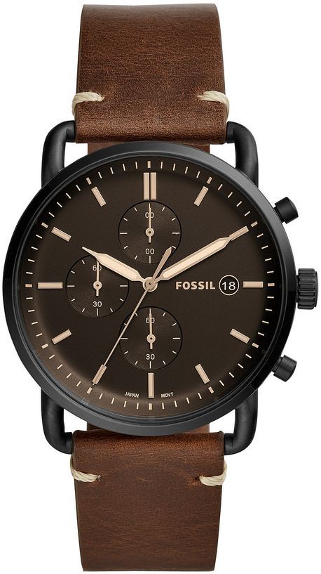 Men's Fossil Commuter Chronograph Brown Leather Watch FS5403