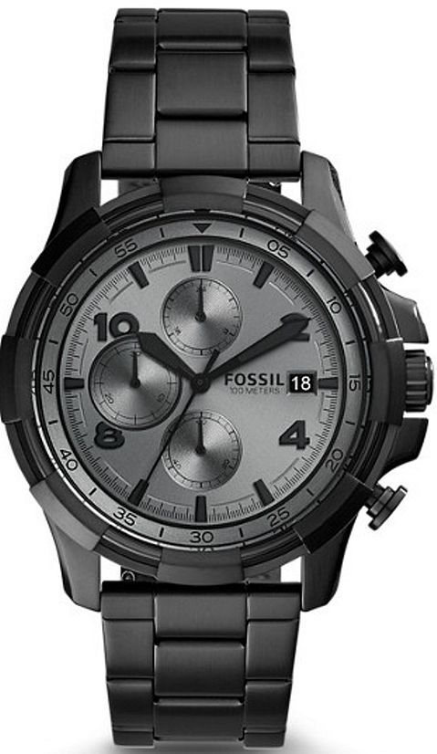 Men's Fossil Dean Chronograph Black Stainless Steel Watch FS5213