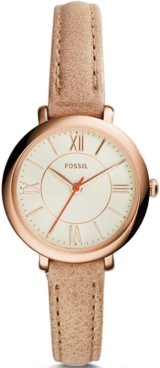 Women's Fossil Jacqueline Mini Beige Leather Strap Watch ES3802