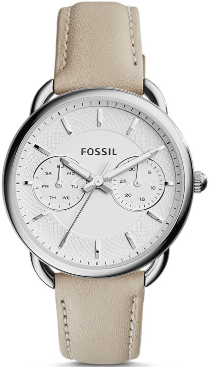 Women's Fossil Tailor Multi-Function Leather Strap Watch ES3806