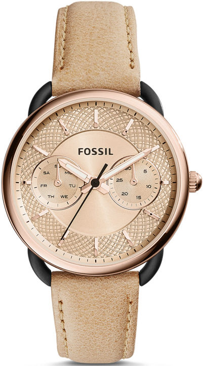 Women's Fossil Tailor Multi-Function Leather Strap Watch ES3807