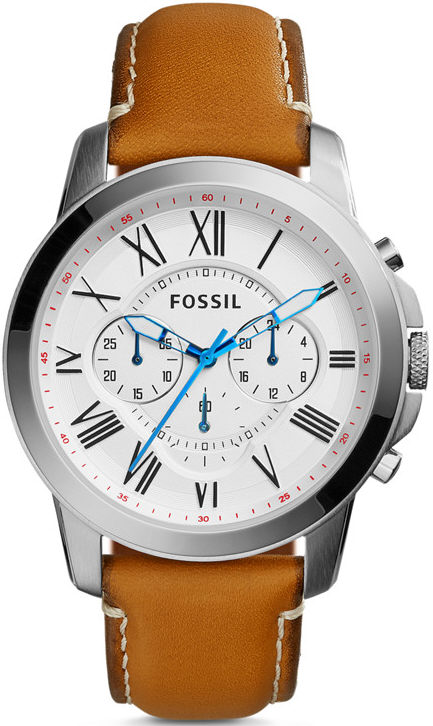 Men's Fossil Grant Chronograph Leather Strap Watch FS5060