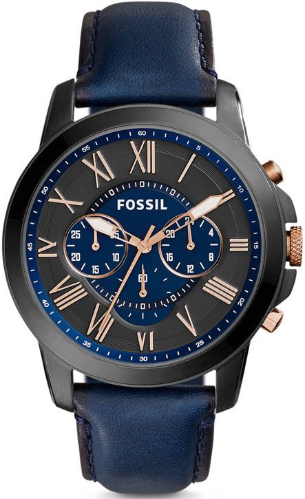 Men's Fossil Grant Chronograph Leather Strap Watch FS5061