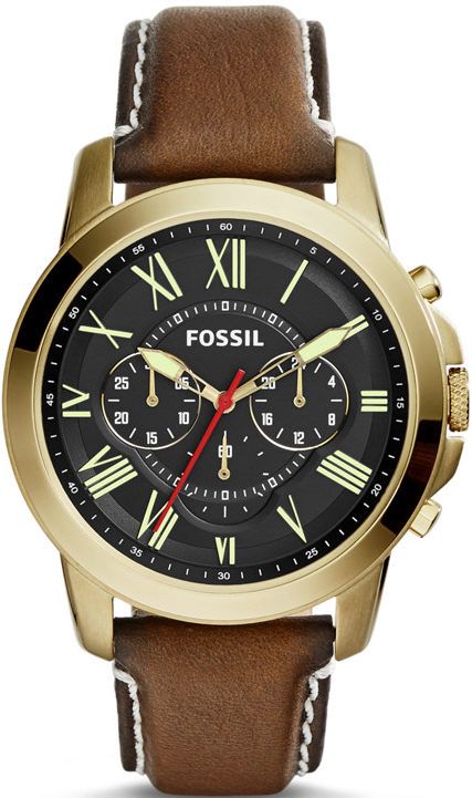 Men's Fossil Grant Chronograph Leather Strap Watch FS5062