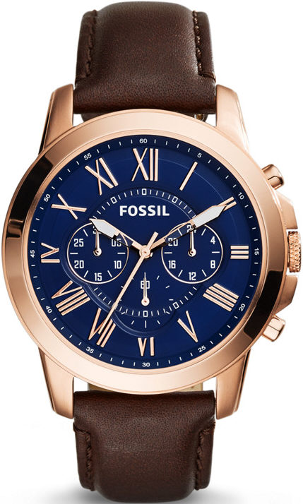 Men's Fossil Grant Chronograph Leather Strap Watch FS5068