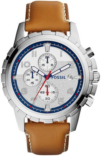 Men's Fossil Dean Chronograph Leather Strap Watch FS5069