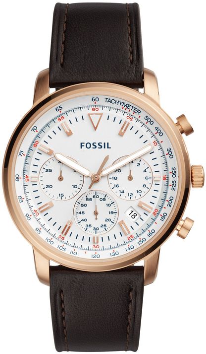 Men's Fossil Goodwin Chronograph Dark Brown Strap Watch FS5415