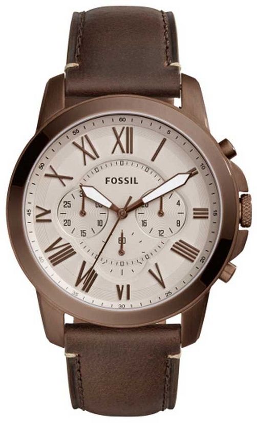 Men's Fossil Grant Chronograph Brown Leather Watch FS5344