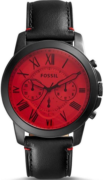 Men's Fossil Grant Chronograph Red Crystal Dial Watch FS5242