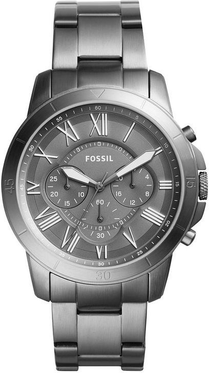Men's Fossil Grant Grey Steel Band Chronograph Watch FS5256
