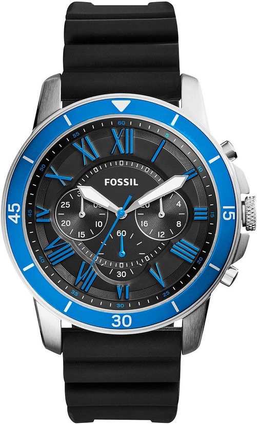 Men's Fossil Grant Sport Black Silicone Strap Watch FS5300