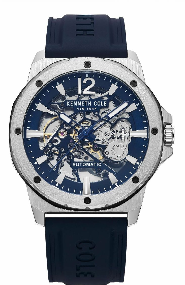 Men's Kenneth Cole Silicone Strap Automatic Skeleton Watch KCWGR2217402