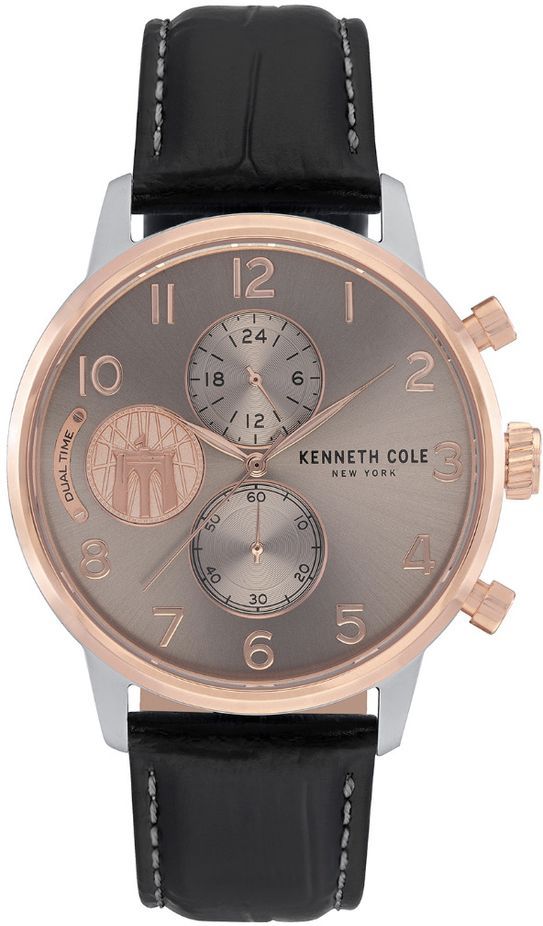 Men's Kenneth Cole Sport Two tone Rose gold Dial Leather Band Watch KC51019023