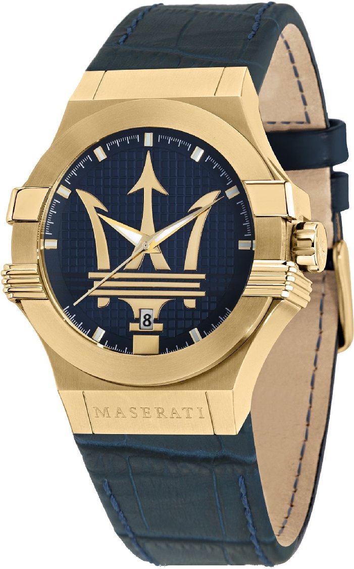 Men's Maserati Potenza R8851108035 Quartz Blue Dial Gold-Tone Steel Watch