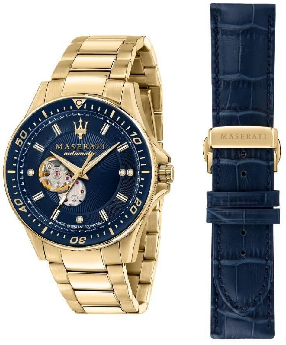 Men's Maserati Sfida R8823140004 Automatic Blue Dial Gold-Tone Steel Watch
