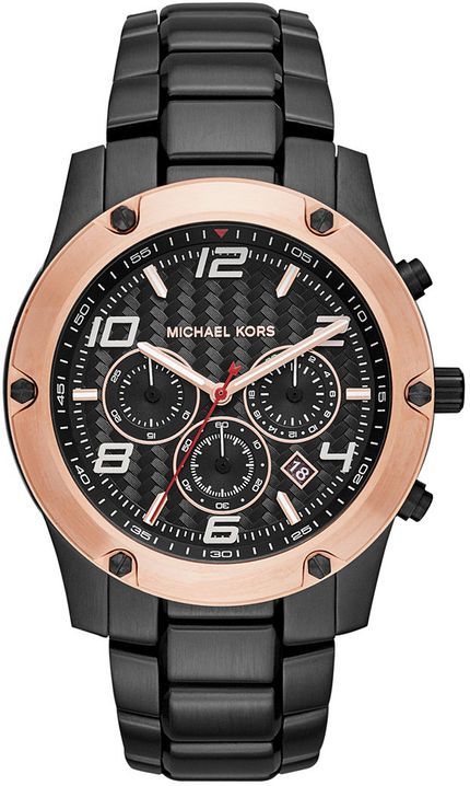 Men's Michael Kors Caine Black Steel Chronograph Watch MK8513