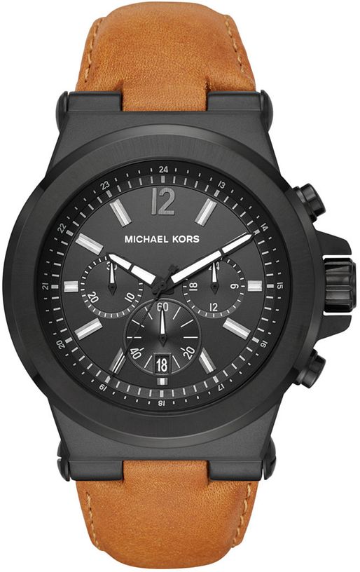 Men's Michael Kors Dylan Chronograph Brown Leather Strap Watch MK8512