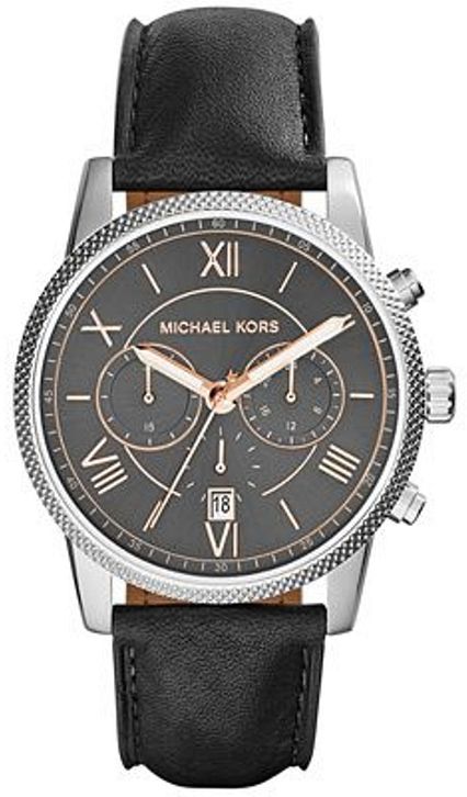 Men's Michael Kors Hawthrone Black Leather Watch MK8393