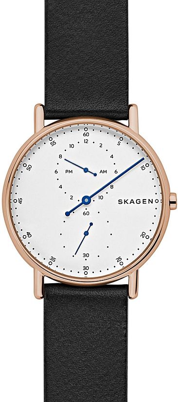 Men's Skagen Signatur Black Leather Band Watch SKW6390
