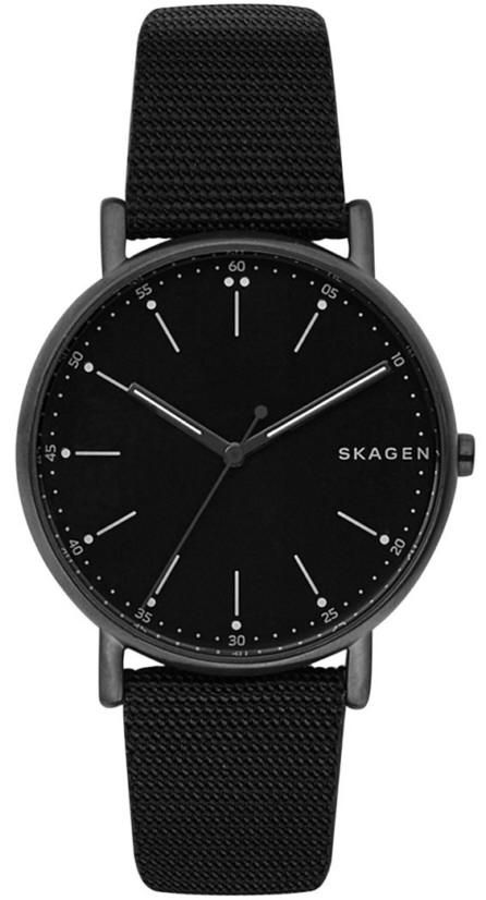 Men's Skagen Signature Black Steel Nylon Strap Watch SKW6370