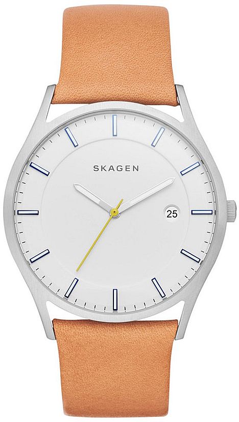 Men's Skagen Slim Holst Light Brown Leather Band Watch SKW6282