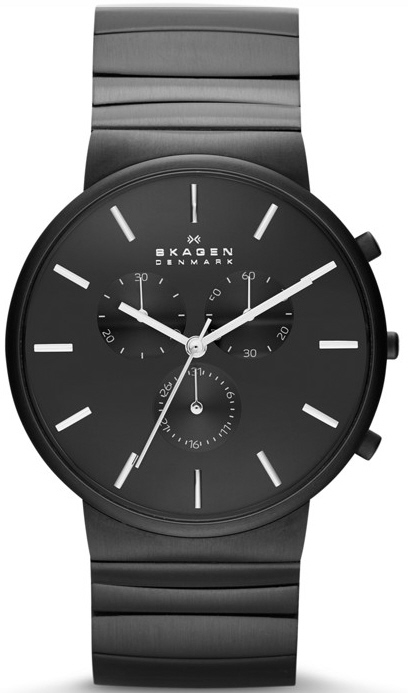 Men's Black Skagen Ancher Chronograph Sports Watch SKW6110