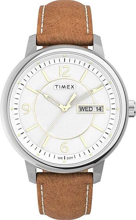 Men's Timex Chicago Quartz Day-Date Brown Leather Watch TW2V28900