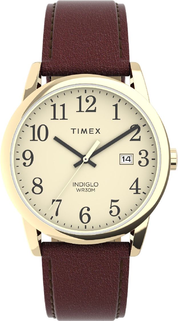 Men's Timex Easy Reader 38mm Indiglo Brown Leather Strap Watch TW2V68900