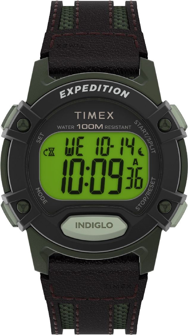 Men's Timex Expedition Digital 41mm Leather Strap Watch TW4B24400