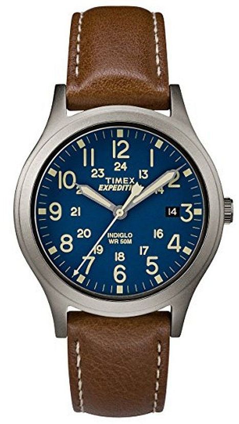 Men's Timex Expedition Scout 36 Brown Leather Strap Watch TW4B11100 TW4B11100JT