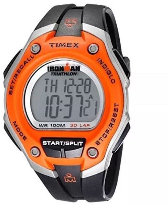 Men's Timex Oversize Ironman Classic 30 Black And Orange Resin Watch T5K529