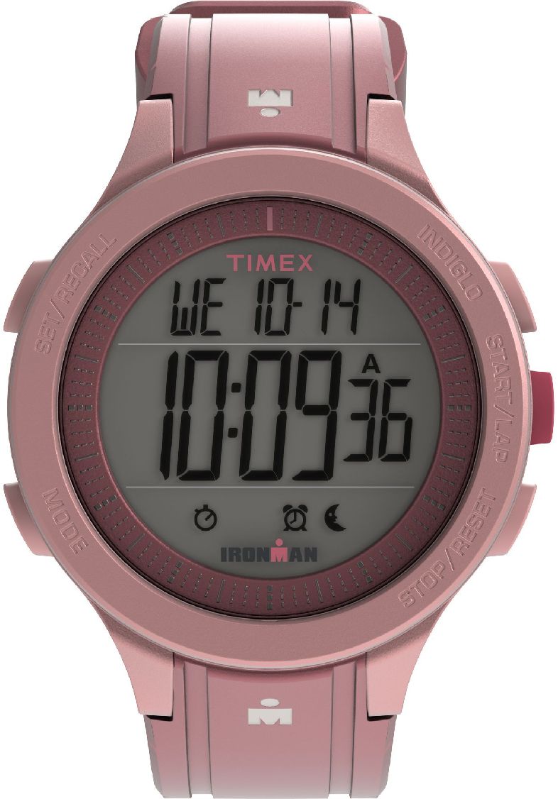 Men's Timex Ironman T200 42mm Pink Silicone Strap Watch TW5M62400