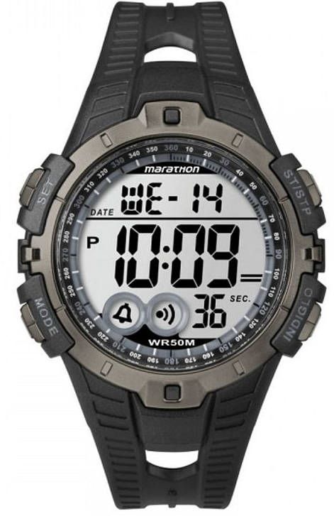 Men's Timex Marathon Full Size Black Resin Digital Watch T5K802 T5K8029J