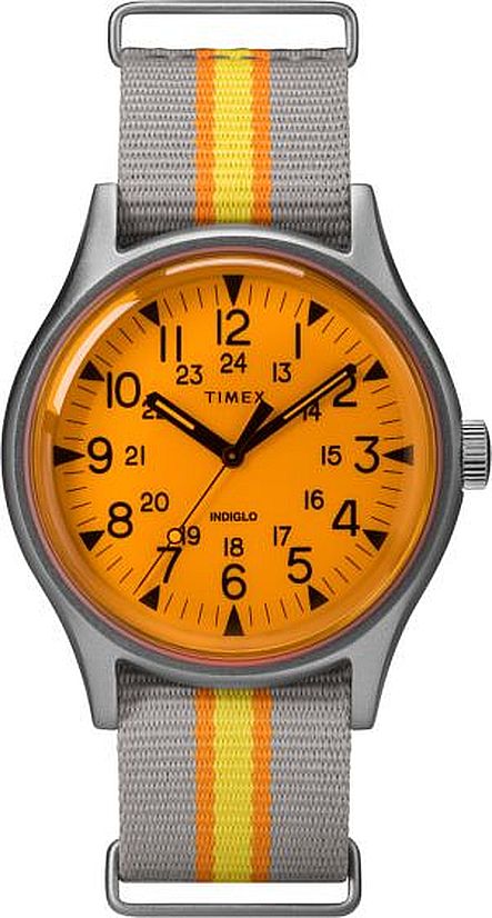 Men's Timex Military MK1 Classic Orange Blue Canvas Strap Watch TW2T25500